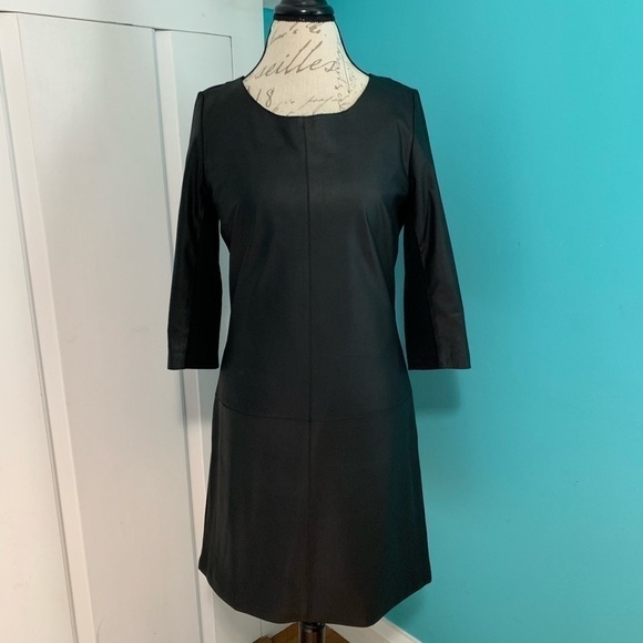 MY tribe 3/4 Sleeve Leather Front Shift Dress - Picture 2 of 7